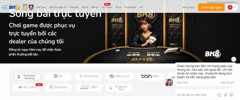 Giới thiệu sảnh game live casino tại BK8 Giới thiệu sảnh game live casino tại BK8
